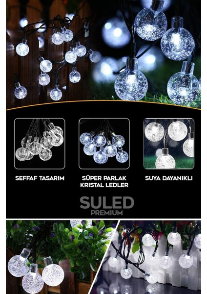 Dekoratif Top LED Işık Kristal Efektli Iç Mekan & Bahçe Aydınlatması 220V Fişli 45 Top LED