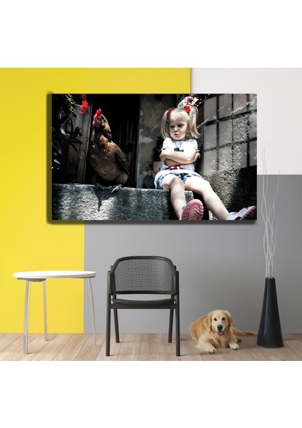 Eğlenceli Hayvanlar, Yapay Zeka Destekli, 3D Dekoratif Baskı Yatay Cam Tablo 204