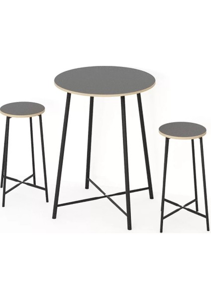 Oval 2 Kişilik Yemek Masası Bar Masası Mutfak Füme 1528