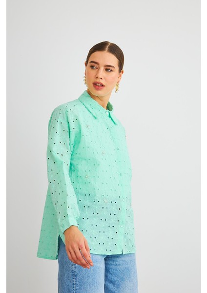 Chiko Taş Işlemeli Mint Brode Gömlek fiyatları