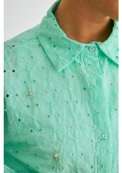 Chiko Taş Işlemeli Mint Brode Gömlek modelleri