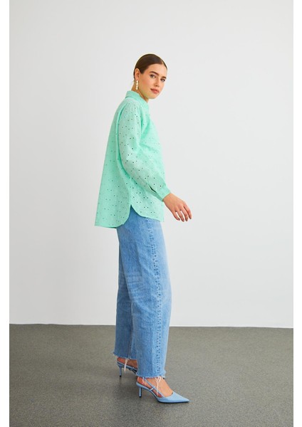 Chiko Taş Işlemeli Mint Brode Gömlek fırsatları