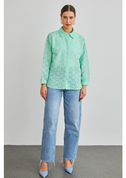 Chiko Taş Işlemeli Mint Brode Gömlek indirimleri