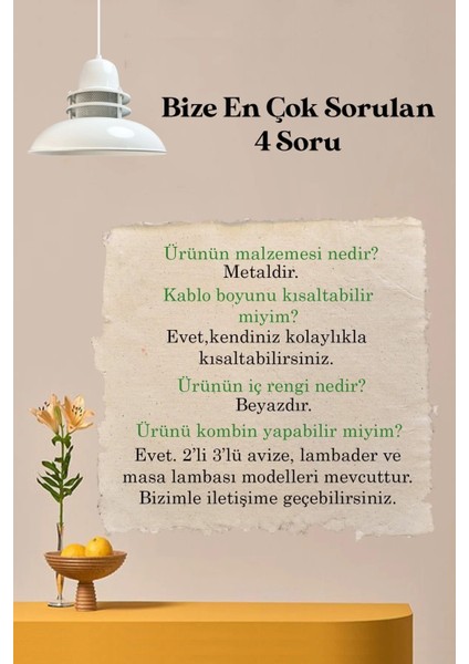 Fener Beyaz Metal Avize Tekli Sarkıt Mutfak Çocuk Odası Salon Masaüstü Retro Lamba Modelleri