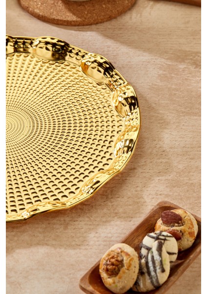 35 cm Rölyefli Sunum Tepsisi - Şık ve Zarif Tasarım fiyatları