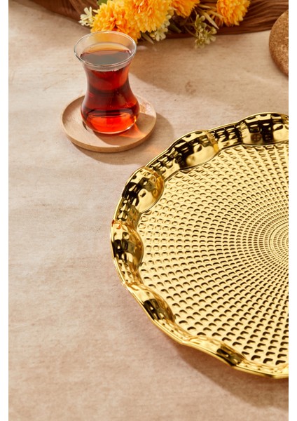 35 cm Rölyefli Sunum Tepsisi - Şık ve Zarif Tasarım fırsatları