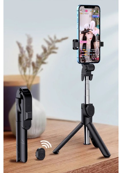 Bitonto Tripod Bluetooth Kumandalı Selfie Çubuğu Siyah