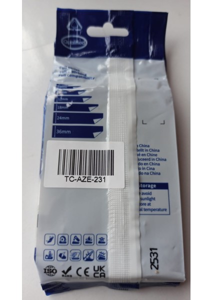 AZE-231 12MM Siyah/beyaz Etiket 231,GENIŞLIK 12MM,BOY 8mt,pt Model Kaset modelleri