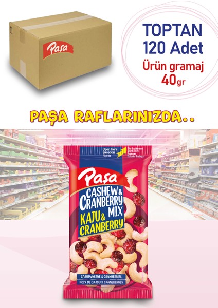 Paşa Kuruyemiş Çiğ Kaju & Turna Yemişi 40 gr (Toptan 120 Adet)