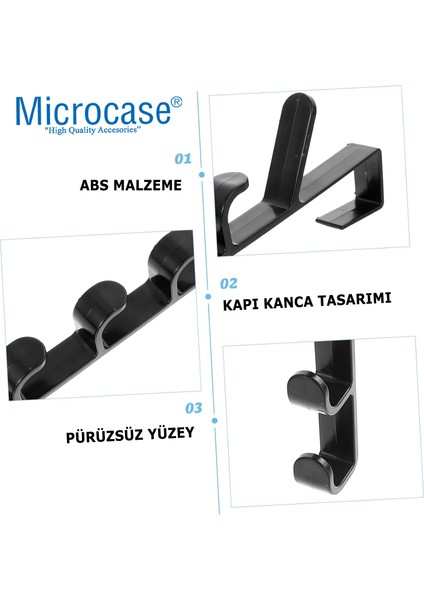 Taşınabilir Kapı Arkası Dikey 5 Kancalı Takı Eşya Çanta Şapka Kıyafet ASKISI-AL4833 3 Adet