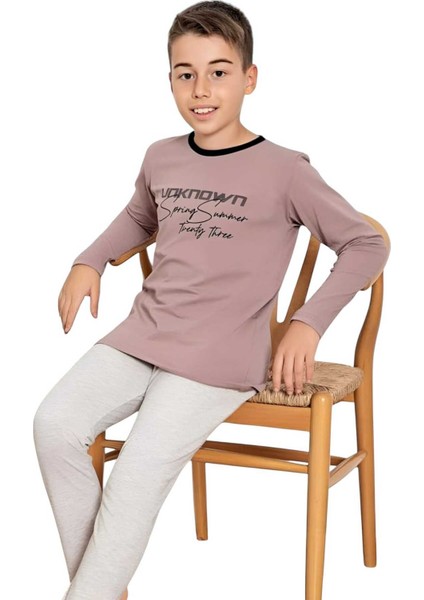 Erkek Çocuk Pamuklu Uzun Kollu Desenli Pijama Takımı