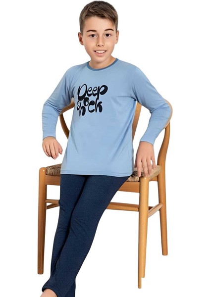 Erkek Çocuk Pamuklu Uzun Kollu Desenli Pijama Takımı