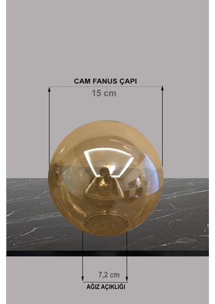 Avize-Sarkıt-Lambader 15CM Cam Fanus (Bal Rengi)