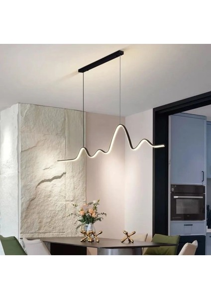 Şık ve modern siyah-beyaz LED avize, alüminyum tasarım, fonksiyonel ev dekoru