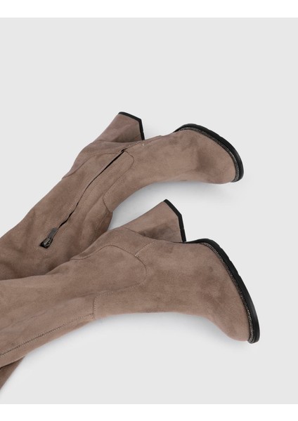 Yago Hakiki Süet Deri Kadın Vizon Topuklu Çizme fiyatları