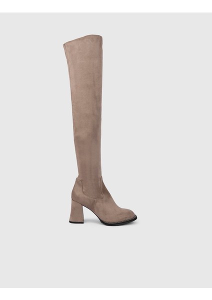 Yago Hakiki Süet Deri Kadın Vizon Topuklu Çizme modelleri