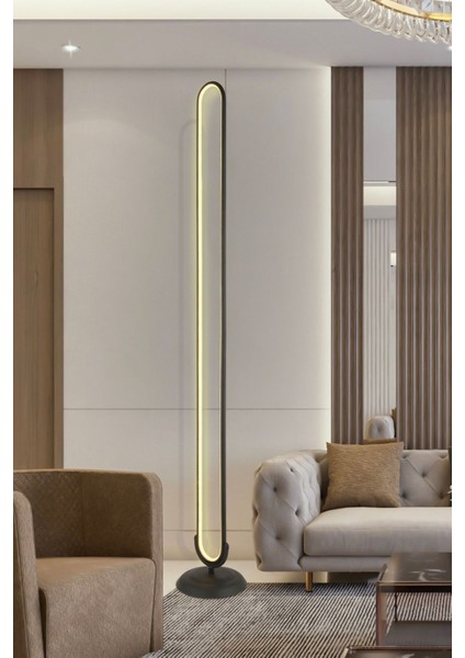 Zümra Siyah 70 Watt Modern Tasarım Ledli Metal Lambader
