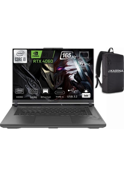 Rog Strix G16 G614JVR-N3096-18 Intel Core I9 14900HX 96GB 4tb SSD RTX4060 Freedos 16" Fhd Taşınabilir