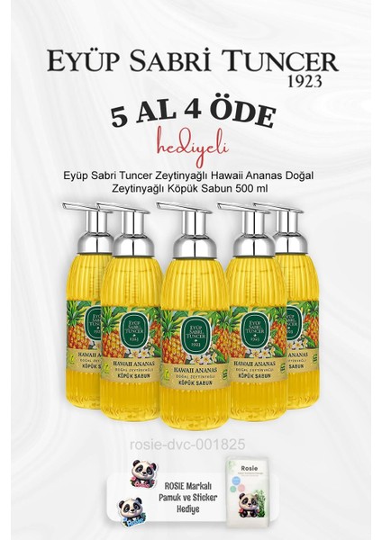Zeytinyağlı Hawaii Ananas Doğal Zeytinyağlı Köpük Sabun 500 ml 5 Al 4 Öde ve Rosie Pamuk