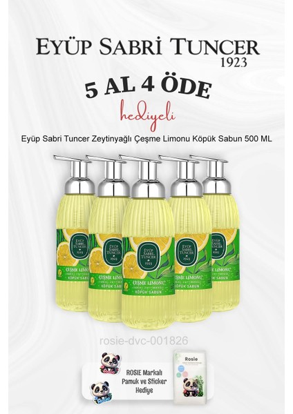 Zeytinyağlı Çeşme Limonu Köpük Sabun 500 ml 5 Al 4 Öde ve Rosie Pamuk