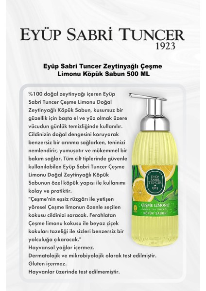 Zeytinyağlı Çeşme Limonu Köpük Sabun 500 ml 5 Al 4 Öde ve Rosie Pamuk fiyatları
