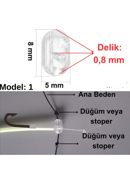 Dört Yönlü Şeffaf Boncuk 5x8 mm 20LI Paket