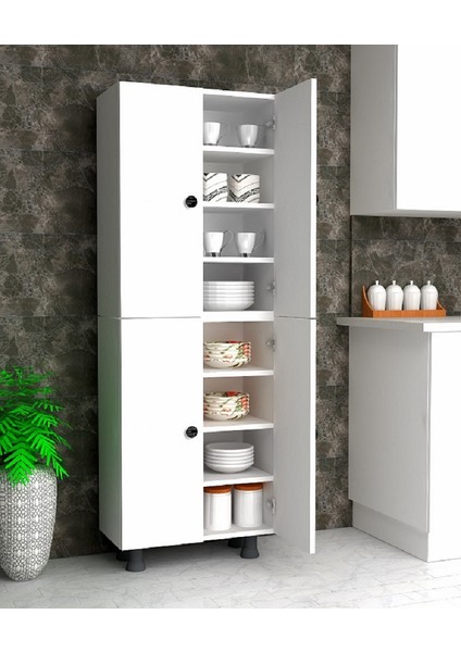 Ural 8 Raflı Çok Amaçlı Mutfak Banyo Ayakkabılık Dolabı 70 cm
