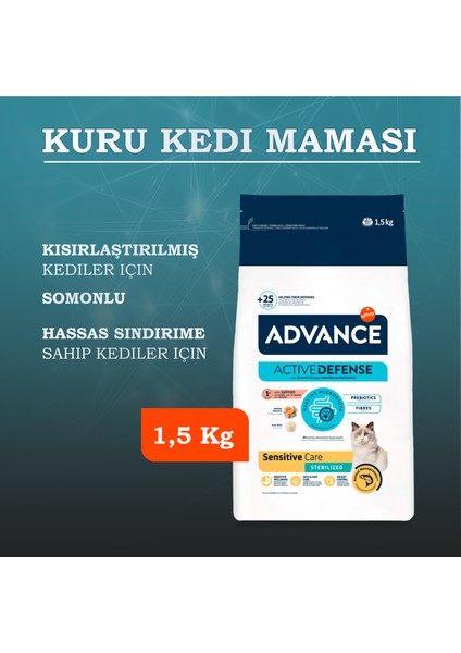 Sensitive Somonlu Kısırlaştırılmış Hassas Kedi Maması 1,5 kg