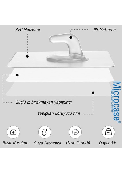 Kendinden Yapışkanlı Banyo Mutfak Eşya Havlu Vb Ürün Askılığı- AL4835 5 Adet