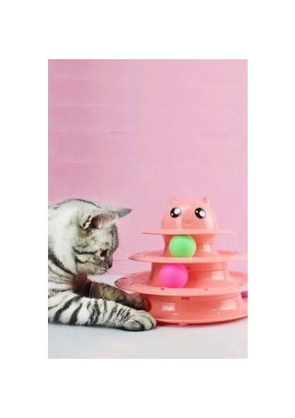 3 Katlı Renkli Toplu Kedi Oyuncağı Turntable Cat Toy