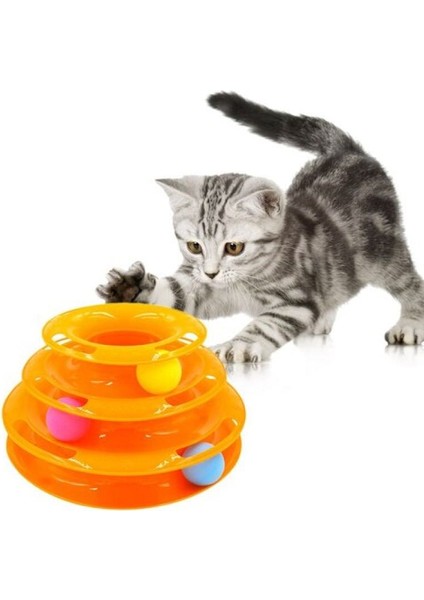 3 Katlı Renkli Toplu Kedi Oyuncağı Turntable Cat Toy
