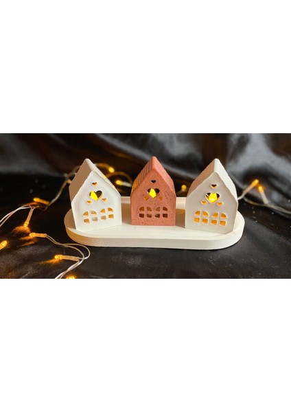 Dekoratif Iskandinav Tarzı 3’lü Ev ve Dekoratif Tabak (Yılbaşı Hediyesi,ev Hediyesi)R