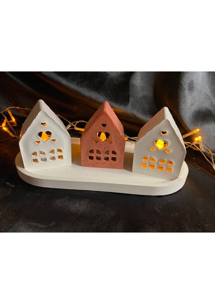 Dekoratif Iskandinav Tarzı 3’lü Ev ve Dekoratif Tabak (Yılbaşı Hediyesi,ev Hediyesi)R modelleri