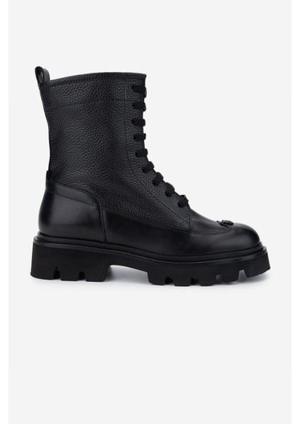 Kadın Deri Siyah Casual Bot 1046 22530 Bn Bot SK24-25 Syh Dr/syh Fltr