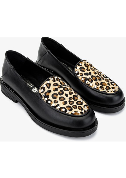 Kadın Hakiki Deri Loafer Ayakkabı 1029 01 Bn Ayk SK24-25 Syh Anl/leopar Tay fiyatları