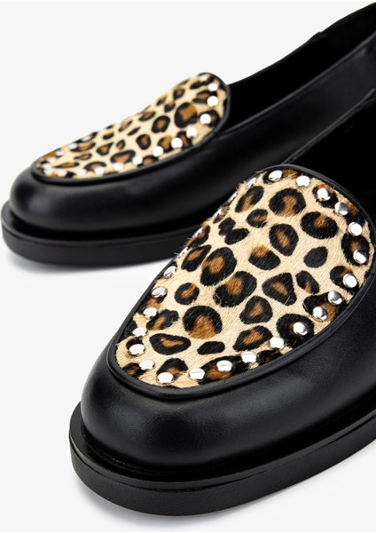 Kadın Hakiki Deri Loafer Ayakkabı 1029 01 Bn Ayk SK24-25 Syh Anl/leopar Tay modelleri