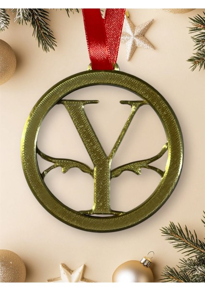 Yilbaşı Ağacı Süsü Harf - Altın Gümüş Y
