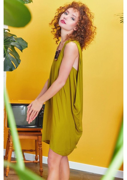 Bohem Stil Kısa Salaş Tunik Elbise