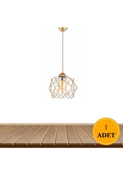 Modern sarı prizma sarkıt avize, şık metal tasarım, 13x23 cm, tek ampüllü.