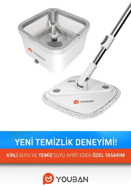 Mop Pro Temiz Su ile Kirli Suyu Ayıran Otomatik Temizlik Seti 4 Adet Bezli