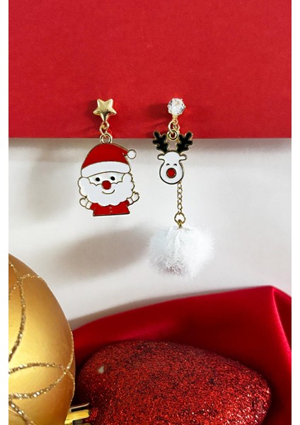 Yılbaşı Figürleri Noel Baba ve Geyik Sallantılı Küpe fiyatları