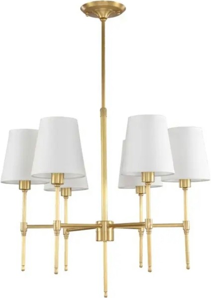Şık 6'lı Eskitme Gold Avize Krem Abajur Aydınlatma Seti, Metal, 50x55 cm fiyatları