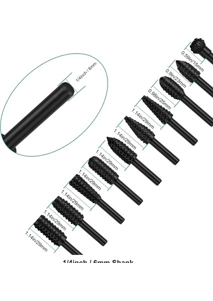 Tungsten Ahşap Oyma Şekillendirme 10 Lu Törpü Seti