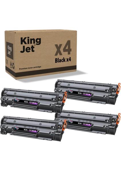 Kingjet® 83A / CF283A 4'lü Paket - Hp Uyumlu Çipli Muadil Toner