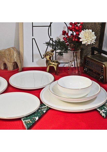 26 Parça Bone Gold Porselen Yemek Takımı modelleri