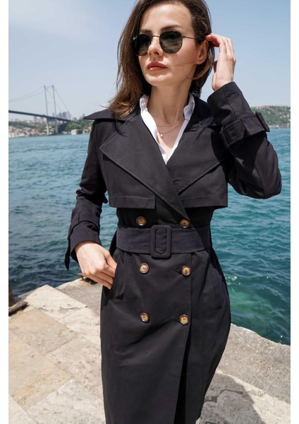 Pastelastore Pamuk Gabardin Uzun (110CM) Astarlı Kemerli Kadın Trençkot 1111 fırsatları