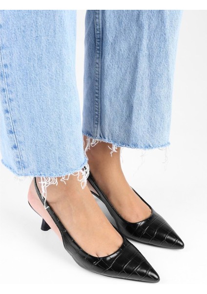 Kadın Avey Siyah Kroko Desenli Stiletto fiyatları