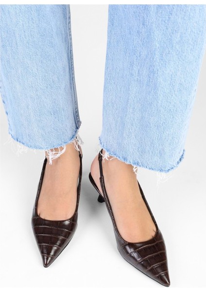 Kadın Avey Kahve Kroko Desenli Stiletto modelleri