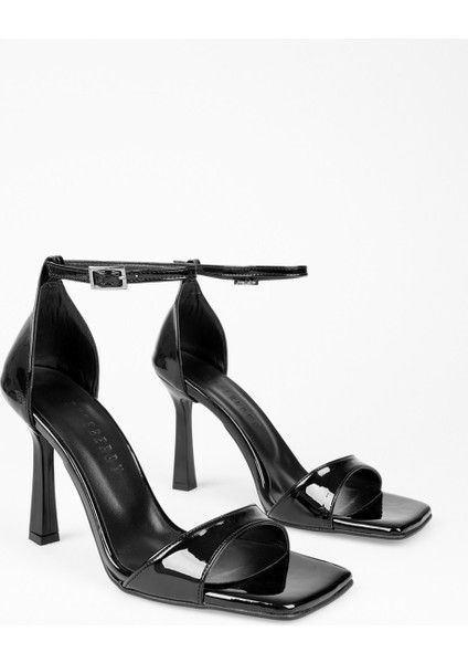 Kadın Vinetta Siyah Rugan Topuklu Ayakkabı