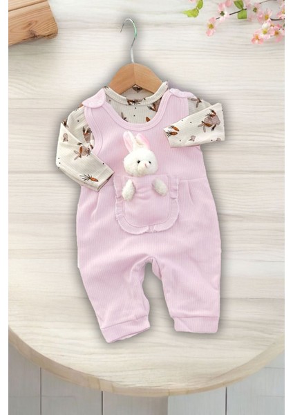 Tavşan Detaylı Kız Bebe Tulum Ve badi takım - Eflatun